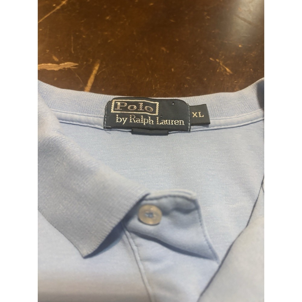 Vintage 90's Polo Ralph Lauren Men's Polo Shirt Blue With Hello Pony XL Retro - Picture 3 of 8